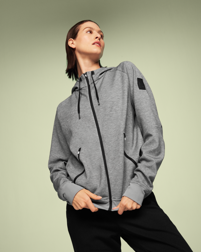 Frauen 4TJ868241 grau Kapuzenpullover mit Reißverschluss On Running