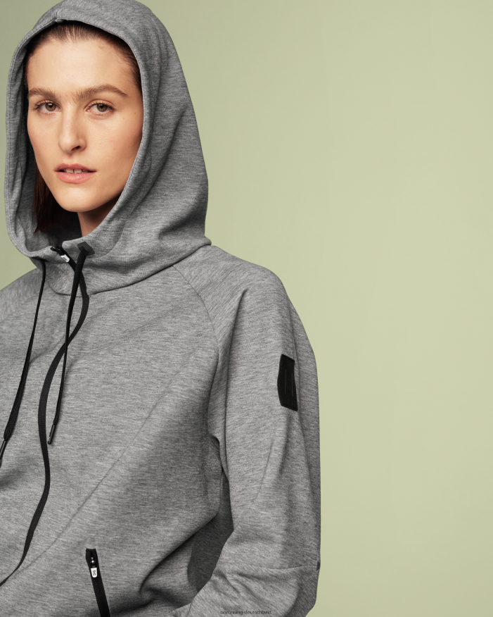 Frauen 4TJ868241 grau Kapuzenpullover mit Reißverschluss On Running